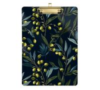 Kcldeci Acrylic Clipboard A4 Size Clipboards for Classroom Nursing Green Branch Olive Clip Board Hardboard for Office Supplies, School Silver 12x9in