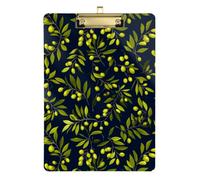 Kcldeci Acrylic Clipboard A4 Size Clipboards for Classroom Nursing Green Branch Olive1 Clip Board Hardboard for Office Supplies, School Gold 12x9in