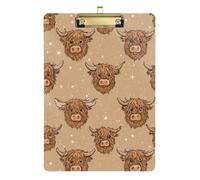 Kcldeci Acrylic Clipboard A4 Size Clipboards for Classroom Nursing Highland Cows Star Clip Board Hardboard for Office Supplies, School Gold 12x9in