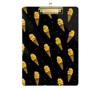 Kcldeci Acrylic Clipboard A4 Size Clipboards for Classroom Nursing Ice Cream Number 67 Clip Board Hardboard for Office Supplies, School Gold 12x9in