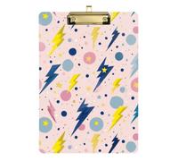 Kcldeci Acrylic Clipboard A4 Size Clipboards for Classroom Nursing Lighting Bolts Stars1 Clip Board Hardboard for Office Supplies, School Gold 12x9in
