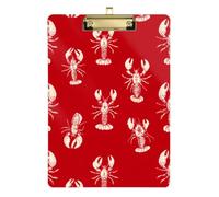 Kcldeci Acrylic Clipboard A4 Size Clipboards for Classroom Nursing Lobster on Red Clip Board Hardboard for Office Supplies, School Gold 12x9in