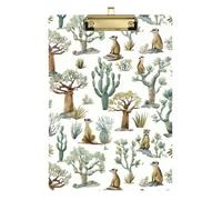Kcldeci Acrylic Clipboard A4 Size Clipboards for Classroom Nursing Meerkats Cacti Baobab Clip Board Hardboard for Office Supplies, School Gold 12x9in