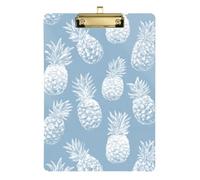 Kcldeci Acrylic Clipboard A4 Size Clipboards for Classroom Nursing Pineapple on Blue Clip Board Hardboard for Office Supplies, School Gold 12x9in