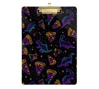 Kcldeci Acrylic Clipboard A4 Size Clipboards for Classroom Nursing Pizza Dinosaur Star Clip Board Hardboard for Office Supplies, School Silver 12x9in
