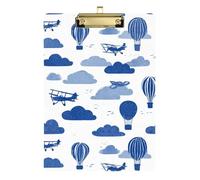 Kcldeci Acrylic Clipboard A4 Size Clipboards for Classroom Nursing Planes Air Ballons1 Clip Board Hardboard for Office Supplies, School Silver 12x9in