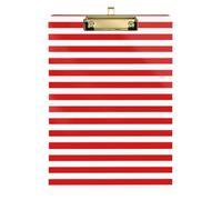 Kcldeci Acrylic Clipboard A4 Size Clipboards for Classroom Nursing Red White Stripe Clip Board Hardboard for Office Supplies, School Gold 12x9in