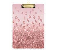 Kcldeci Acrylic Clipboard A4 Size Clipboards for Classroom Nursing Rose Gold Glitter Leopard Clip Board Hardboard for Office Supplies, School Silver12x9in