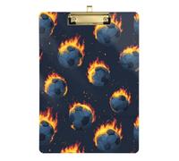 Kcldeci Acrylic Clipboard A4 Size Clipboards for Classroom Nursing Soccer Ball Fire Clip Board Hardboard for Office Supplies, School Gold 12x9in