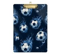 Kcldeci Acrylic Clipboard A4 Size Clipboards for Classroom Nursing Soccer Ball Water Clip Board Hardboard for Office Supplies, School Silver 12x9in