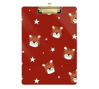 Kcldeci Acrylic Clipboard A4 Size Clipboards for Classroom Nursing Tiger Head and Star Clip Board Hardboard for Office Supplies, School Gold 12x9in