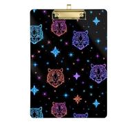 Kcldeci Acrylic Clipboard A4 Size Clipboards for Classroom Nursing Tiger Head Stars Clip Board Hardboard for Office Supplies, School Silver 12x9in
