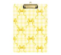Kcldeci Acrylic Clipboard A4 Size Clipboards for Classroom Nursing Yellow Bows Checker Clip Board Hardboard for Office Supplies, School Silver 12x9in