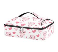 Kcldeci Adorable Pink Axolotls Insulated Thermal Food Carrier Insulated Casserole Carrier for Hot or Cold Food, Insulated Tote Bag for Potluck Cookouts Parties Picnic,Lasagna Lugger