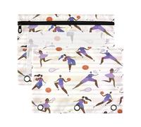Kcldeci Afro African People Basketball 3 Ring Pencil Pouch Pencil Bag Pencil Zipper Pouches for 3 Ring Binder Pencil Pouch Bulk Pencil Cases with Clear Window for Office Supplies 2 Pack