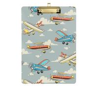 Kcldeci Airplane Aircraft Acrylic Clipboards Standard Letter A4 Size Clipboards for Classroom, Teacher Women Clip Board Office School Supplies Gold 12x9in