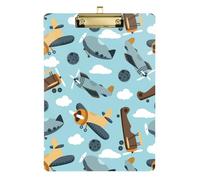 Kcldeci Airplane in The Sky Acrylic Clipboards Standard Letter A4 Size Clipboards for Classroom, Teacher Women Clip Board Office School Supplies Gold 12x9in