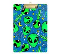 Kcldeci Alien Space Pattern (2) Acrylic Clipboards Standard Letter A4 Size Clipboards for Classroom, Teacher Women Clip Board Office School Supplies Gold 12x9in