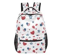 Kcldeci Backpack for Boys Girls,American Flag Heart Star Kids School Bookbag Casual Daypack for Elementary Middle School Students, Travel & Outdoor M