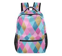 Kcldeci Backpack for Boys Girls, Blue Gold Glitter Kids School Bookbag Casual Daypack for Elementary Middle School Students, Travel & Outdoor S