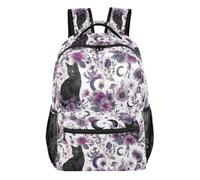 Kcldeci Backpack for Boys Girls, Boho Cat Gothic Moon Kids School Bookbag Casual Daypack for Elementary Middle School Students, Travel & Outdoor S