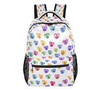Kcldeci Backpack for Boys Girls, Colorful Heart Gems1 Kids School Bookbag Casual Daypack for Elementary Middle School Students, Travel & Outdoor S