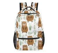 Kcldeci Backpack for Boys Girls, Cute Beavers Grass Kids School Bookbag Casual Daypack for Elementary Middle School Students, Travel & Outdoor S