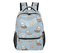 Kcldeci Backpack for Boys Girls, Cute Otter Starfish Kids School Bookbag Casual Daypack for Elementary Middle School Students, Travel & Outdoor S