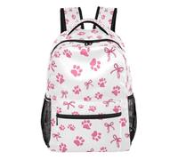 Kcldeci Backpack for Boys Girls, Dog Paw Ribbon Bows Kids School Bookbag Casual Daypack for Elementary Middle School Students, Travel & Outdoor S