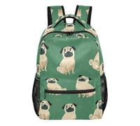Kcldeci Backpack for Boys Girls, Funny Pug Dog Kids School Bookbag Casual Daypack for Elementary Middle School Students, Travel & Outdoor S