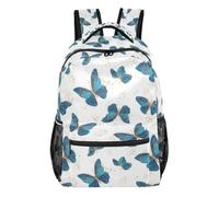Kcldeci Backpack for Boys Girls,Glitter Blue Butterfly Kids School Bookbag Casual Daypack for Elementary Middle School Students, Travel & Outdoor M