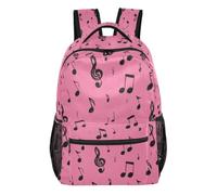 Kcldeci Backpack for Boys Girls, Music Notes on Pink Kids School Bookbag Casual Daypack for Elementary Middle School Students, Travel & Outdoor S