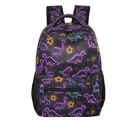 Kcldeci Backpack for Boys Girls, Neon Dinos and Star Kids School Bookbag Casual Daypack for Elementary Middle School Students, Travel & Outdoor S