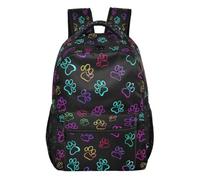 Kcldeci Backpack for Boys Girls, Neon Dog Paw Prints1 Kids School Bookbag Casual Daypack for Elementary Middle School Students, Travel & Outdoor S