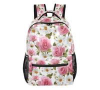 Kcldeci Backpack for Boys Girls,Pink Roses Daisies1 Kids School Bookbag Casual Daypack for Elementary Middle School Students, Travel & Outdoor M