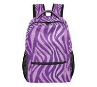 Kcldeci Backpack for Boys Girls,Purple Glitter Zebra Print Kids School Bookbag Casual Daypack for Elementary Middle School Students, Travel & Outdoor M