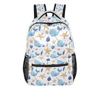 Kcldeci Backpack for Boys Girls,Starfish Seashells Narwhals Kids School Bookbag Casual Daypack for Elementary Middle School Students, Travel & Outdoor M
