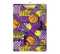 Kcldeci Basketball Purple and Yellow Sports Acrylic Clipboards Standard Letter A4 Size Clipboards for Classroom, Teacher Women Clip Board Office School Supplies Gold 12x9in