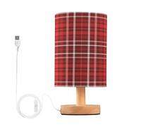 Kcldeci Bedside Table Lamp Desk Lamp Tartan Plaid Red Pink and White Nightstand Lamp Side Table Lamp for Bedroom Home Christmas Decorations