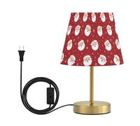 Kcldeci Bedside Table Lamp for Bedroom, Christmas Red Santa Clause Snowflakes Farmhouse Desk Lamps for Nightstand with Fabric Shade for Kids Reading, Home Office S