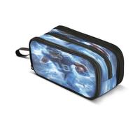 Kcldeci Big 3-Compartment Printed Pencil Case,American Football Player Large Capacity Pen Pouch for 75 Pencils, School Office Travel Organizer, Makeup & Cable Bag for Teens Adults