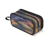 Kcldeci Big 3-Compartment Printed Pencil Case,Capybara Starry Night Sky Large Capacity Pen Pouch for 75 Pencils, School Office Travel Organizer, Makeup & Cable Bag for Teens Adults