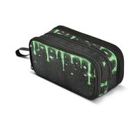 Kcldeci Big 3-Compartment Printed Pencil Case,Sparkling Green Dripping Large Capacity Pen Pouch for 75 Pencils, School Office Travel Organizer, Makeup & Cable Bag for Teens Adults