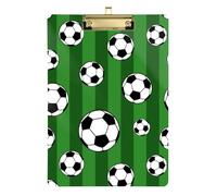 Kcldeci Big Soccer Balls on Striped Acrylic Clipboards Standard Letter A4 Size Clipboards for Classroom, Teacher Women Clip Board Office School Supplies Gold 12x9in