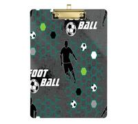 Kcldeci Black White Football Soccer Player Ball Acrylic Clipboards Standard A4 Letter Size Clip Board for Classroom School and Office Use for Kids Student Teacher Gold 12x9in