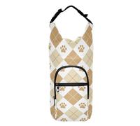 Kcldeci Brown Color Paw Print Insulated Water Bottle Carrier Bag, Sling Bag Sleeve Pouch Holder with Strap for Travelling, Hiking, Camping