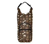 Kcldeci Brown Footprints and Bones Insulated Water Bottle Carrier Bag, Sling Bag Sleeve Pouch Holder with Strap for Travelling, Hiking, Camping