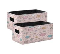Kcldeci Cartoon Cosmic Love 2 Pack Storage Baskets for Organizing,Sturdy Foldable Storage Bins Organizer for Shelves Closet Nursery