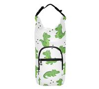 Kcldeci Cartoon Crocodiles Insulated Water Bottle Carrier Bag, Sling Bag Sleeve Pouch Holder with Strap for Travelling, Hiking, Camping