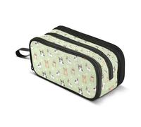 Kcldeci Cartoon French Bulldog and Flower Pencil Case Large Capacity Pencil Pouch Pen Bag for Office School Teen Girl Boy Men Women Adult